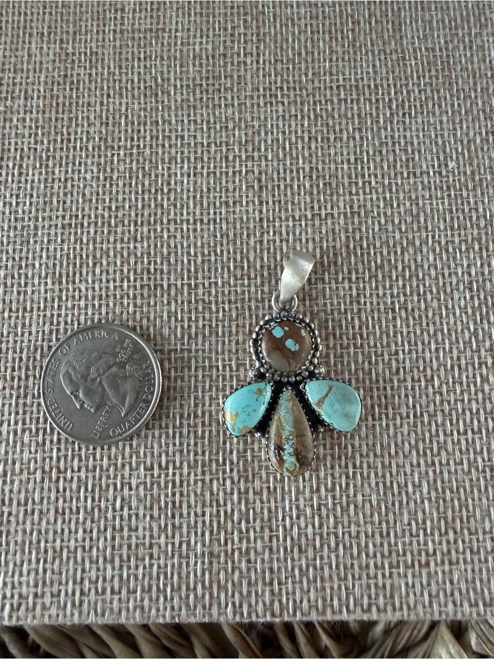 Turquoise and Brown Stone Drop Pendant Necklace